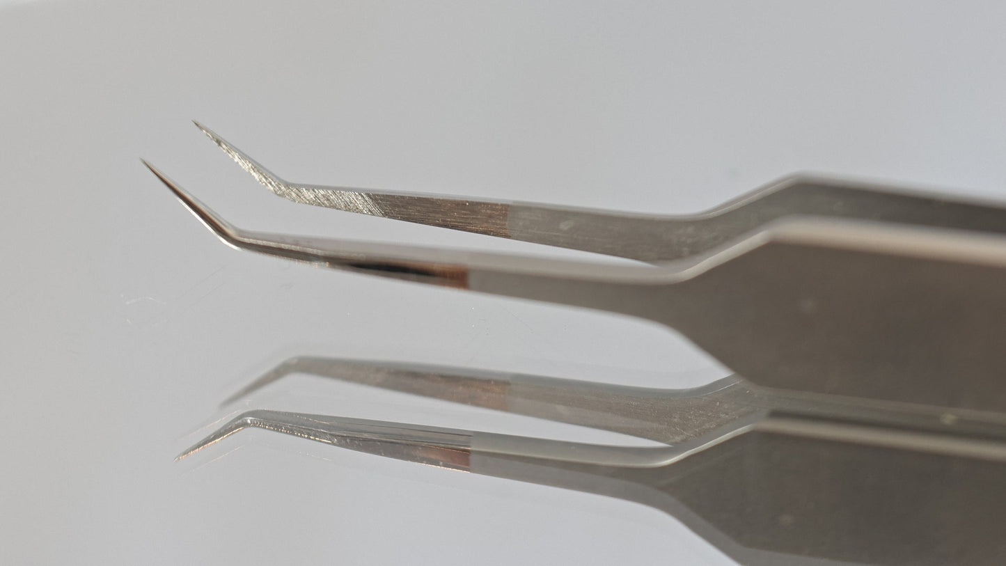 Fiber Tip & Angled Isolation Lash Extension Tweezer Set