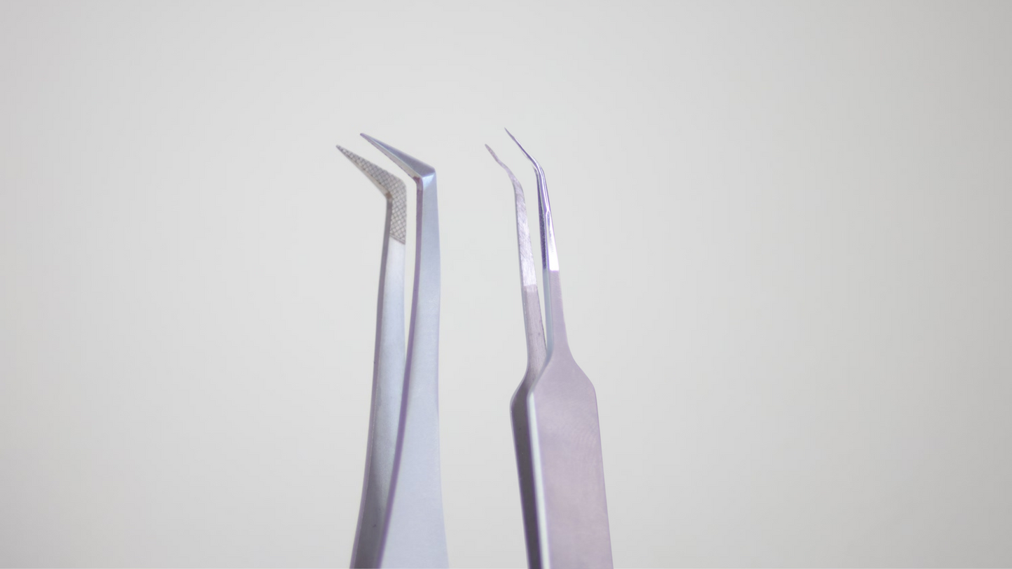 Fiber Tip & Angled Isolation Lash Extension Tweezer Set